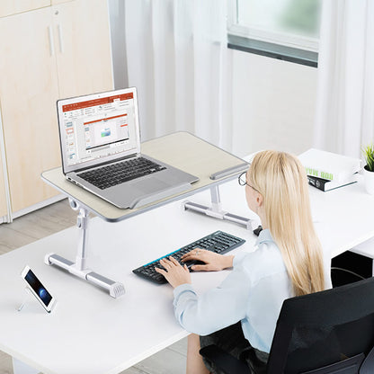 8AMTECH Adjustable Laptop Table with Cooling Fan - Desk for Working, Reading, Writing, Drawing and Eating in Bed, Sofa, Floor, Couch