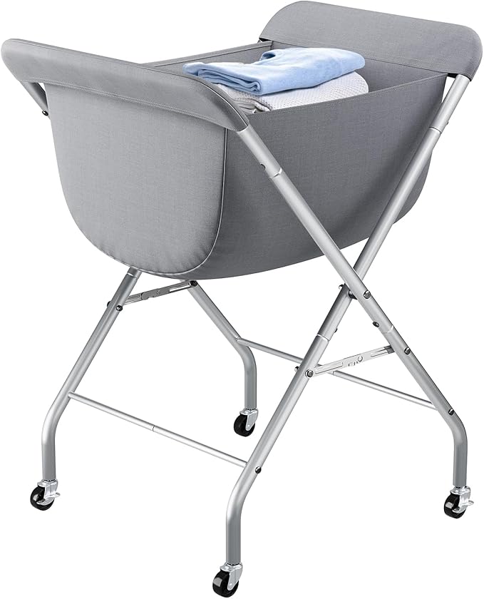 ELYKEN Laundry Cart with Wheels, 33”H Easy Rolling Laundry Hamper with