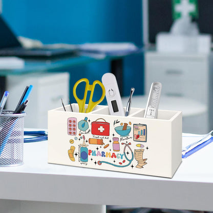 KBRCT Pharmacy Nurse Gifts Pen Holder for Desk, Pharmacy Technician Gifts Wooden Box Sign Desk Decor for Office Home Decoration, Pharmacist Gift Pencil Organizer