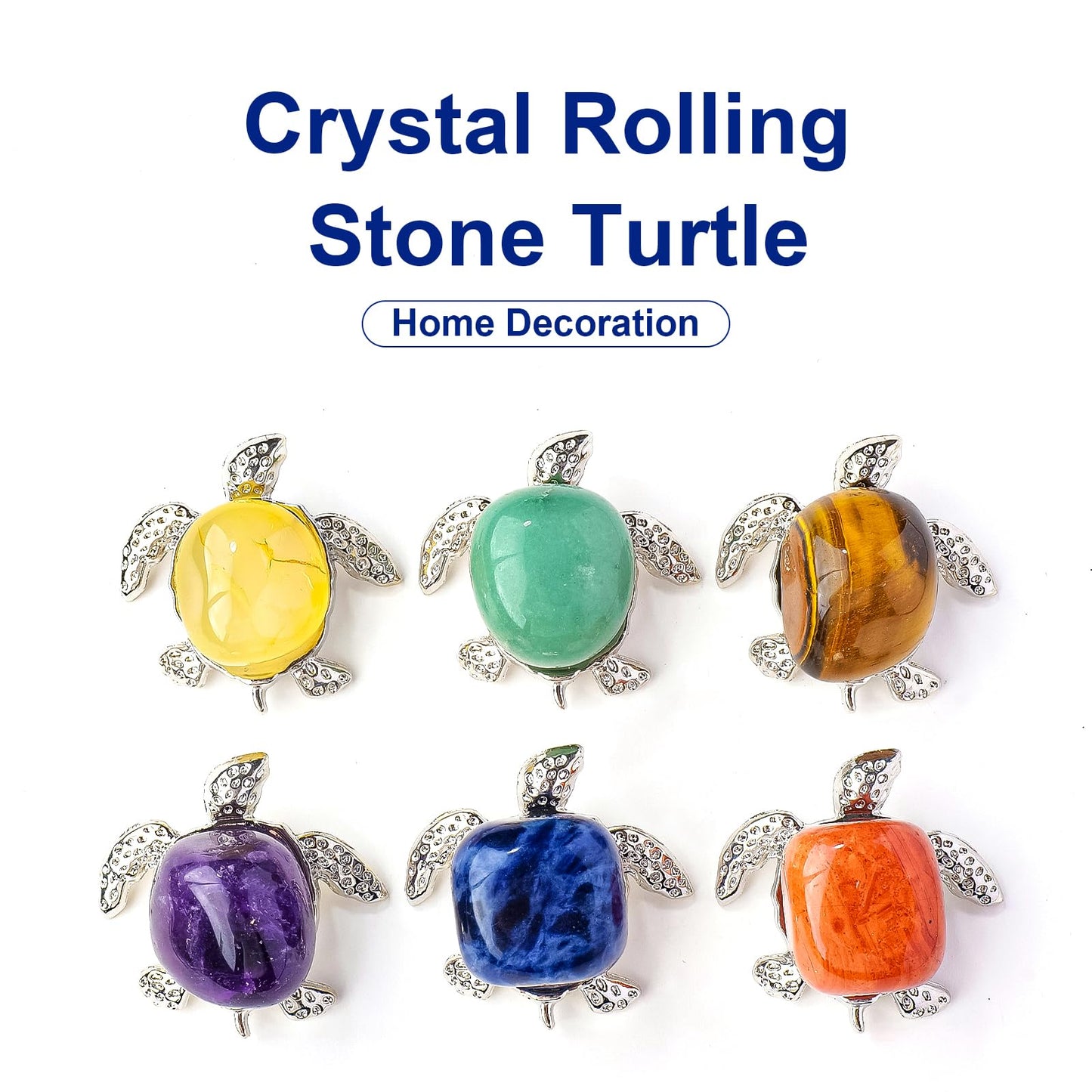 Apengshi 8 PCS for Teens Crystal Figurines Turtle Natural Animal Figurines Sea Animal Jade Gemstone Carving Handmade Tabletop Ornament (8-PCS-Rolling-Turtle)
