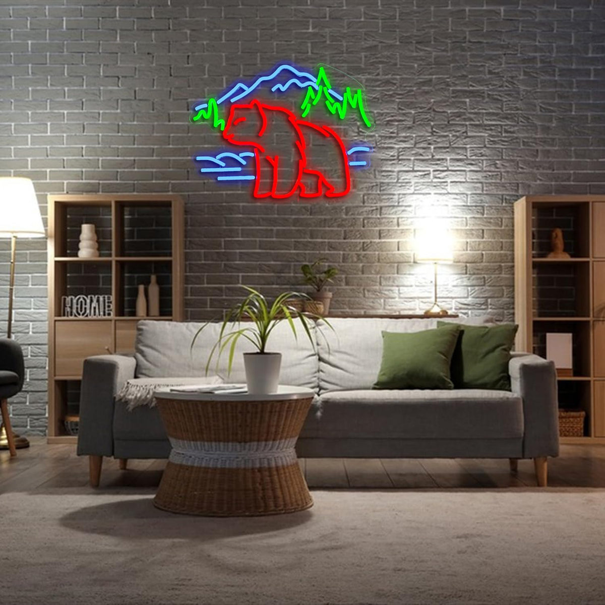 JLEWUINH Bear Neon Sign for Wall Decor Dimmable Mountain LED Neon Light Bear Mountains Neon Light Signs Powered by USB for Living Room Hotel Zoo Neon Decor(16.5”*12.6”)