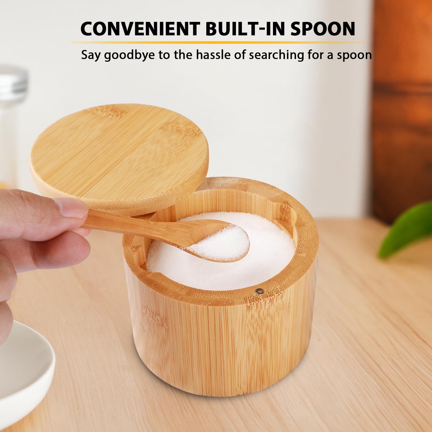 Timtopno Bamboo Salt Cellar and Engraved Salt Box