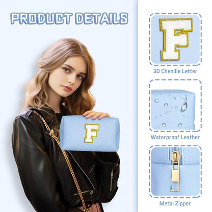 TOPEAST Birthday Gifts for Women, Personalized Initials Travel Makeup Bag Valentines Day Gifts for Women for Her (Sky Blue E)