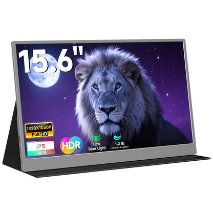 AYY Portable Monitor for Laptop 15 Inch, FHD 1080P USB-C HDMI Travel Monitor External for Computer, Second Display HDR IPS Gaming Monitor Extender for PC MAC Phone PS4/5 Xbox Switch, Built-in Speakers
