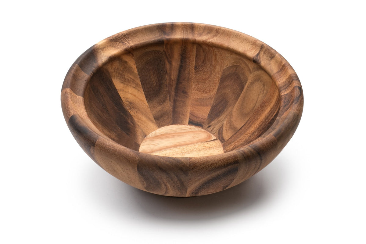 Ironwood Large Salinas Salad Bowl and Farmhouse Salad Utensil Set, Acacia Wood