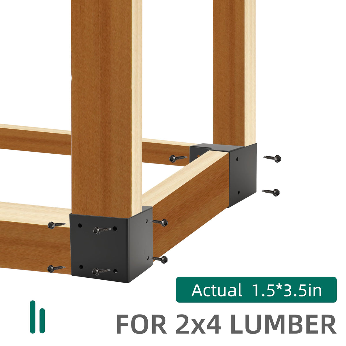 8pcs Heavy Duty Workbench Bracket Kit Carbon Steel 3-Way Right Angle Corner Brackets for DIY Custom Workbench, Shelving, Work Table Fits 2x4 (Actual 1.5"x3.5") Wood Black