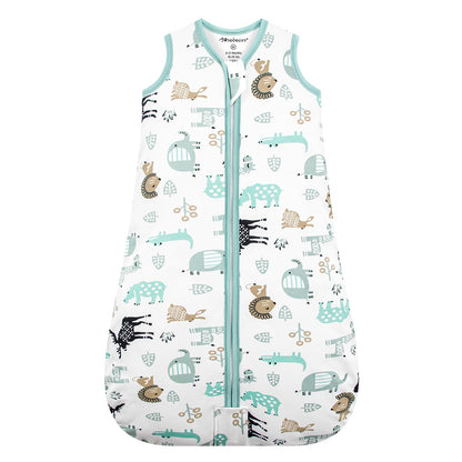 Mosebears Baby Winter Sleeping Bag 2.5 Tog,Toddler Sleep Sack Wearable Blanket 100% cotton baby sleeping bag for Babies 0-24 Months(Blue Zoo,18-24 Months)
