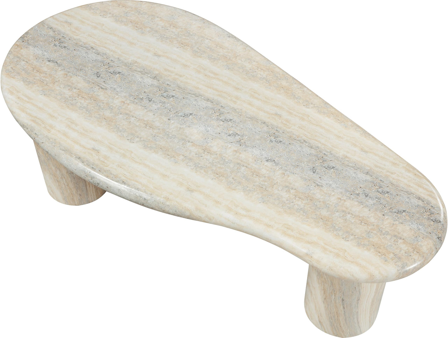 Meridian Furniture 99095Travertine-Ct Sassari Collection Art Deco Indoor/Outdoor Concrete Coffee Table in Travertine Finish, 47.5" W X 24" D X 16" H, Travertine