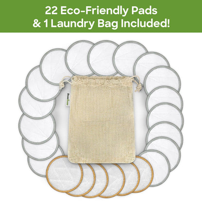 Reusable Make Up Pads | 22 Bamboo Pads with Laundry Bag | Eco-Friendly Cotton Pads | Cleansing Pads | Reusable Cotton Pads for Eyes and Face | Zero Waste Make Up Pads | Cotton Wool Pad |Bambaw