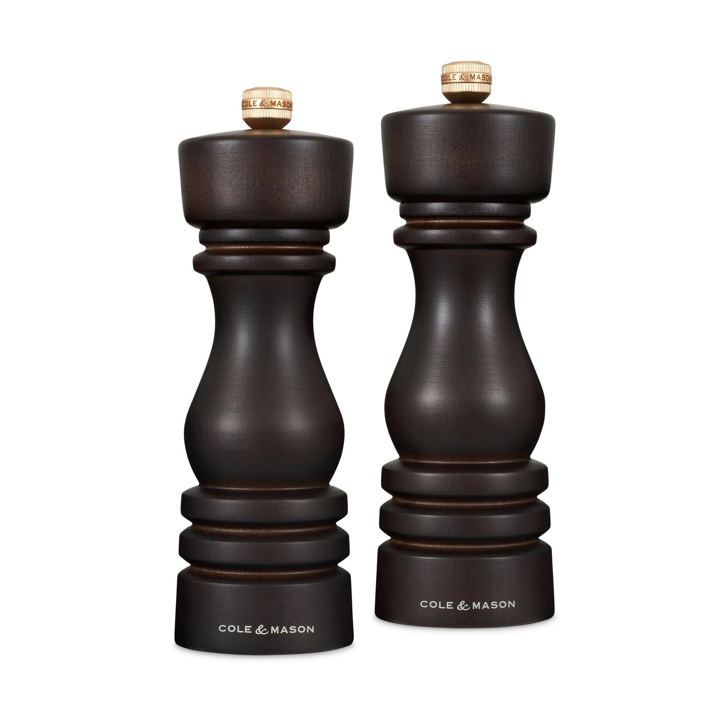 Cole & Mason London Refillable Spice Mill - Kitchen & Home Accessory - Salt and Pepper Grinder Set with Ceramic and Carbon Steel Mechanism - 7", Chocolate Wood