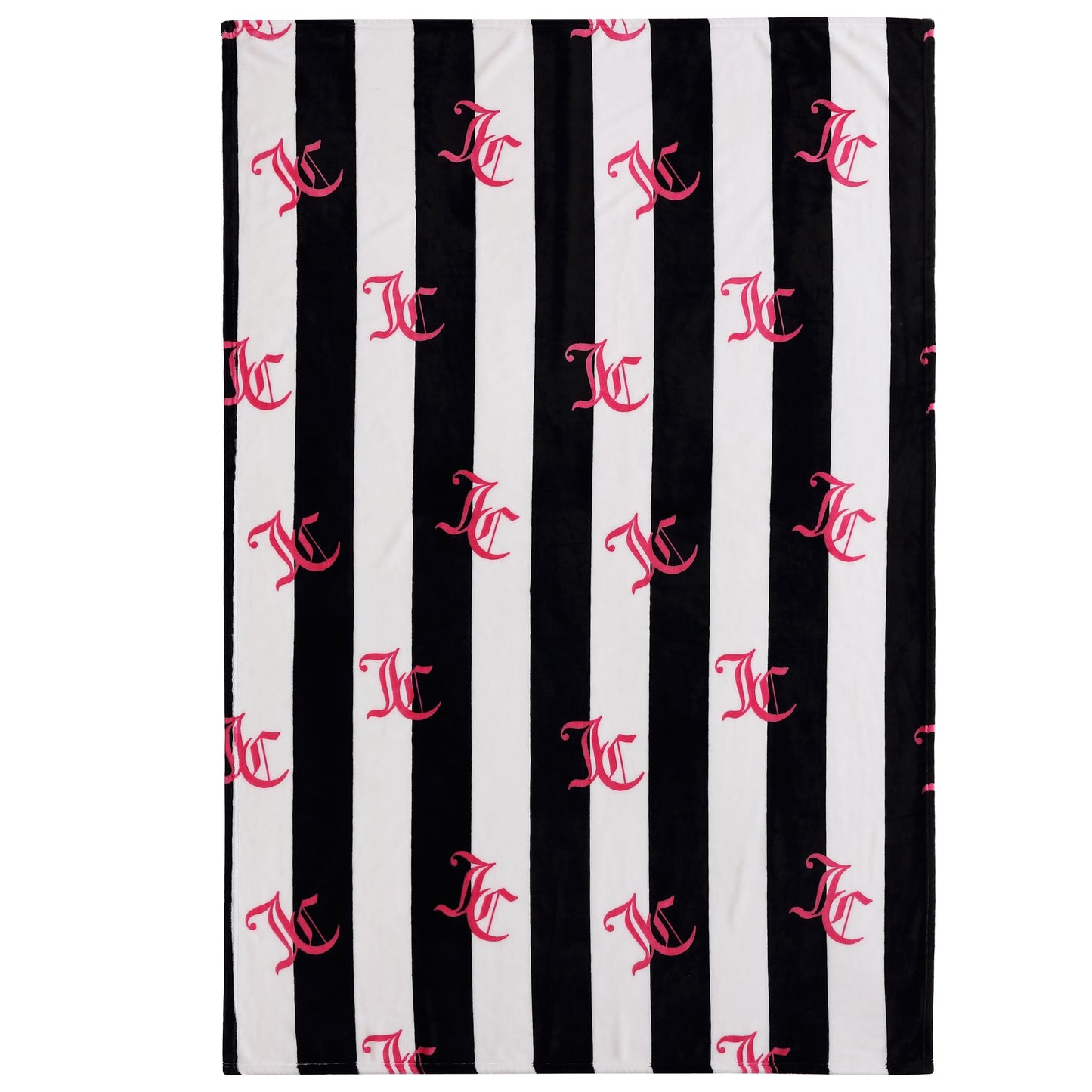 Juicy Couture Cabana Plush Black Striped 50"X70" Fuzzy Throw Blanket - Luxurious Microfiber Plush Blanket for Ultimate Comfort and Cozy Warmth