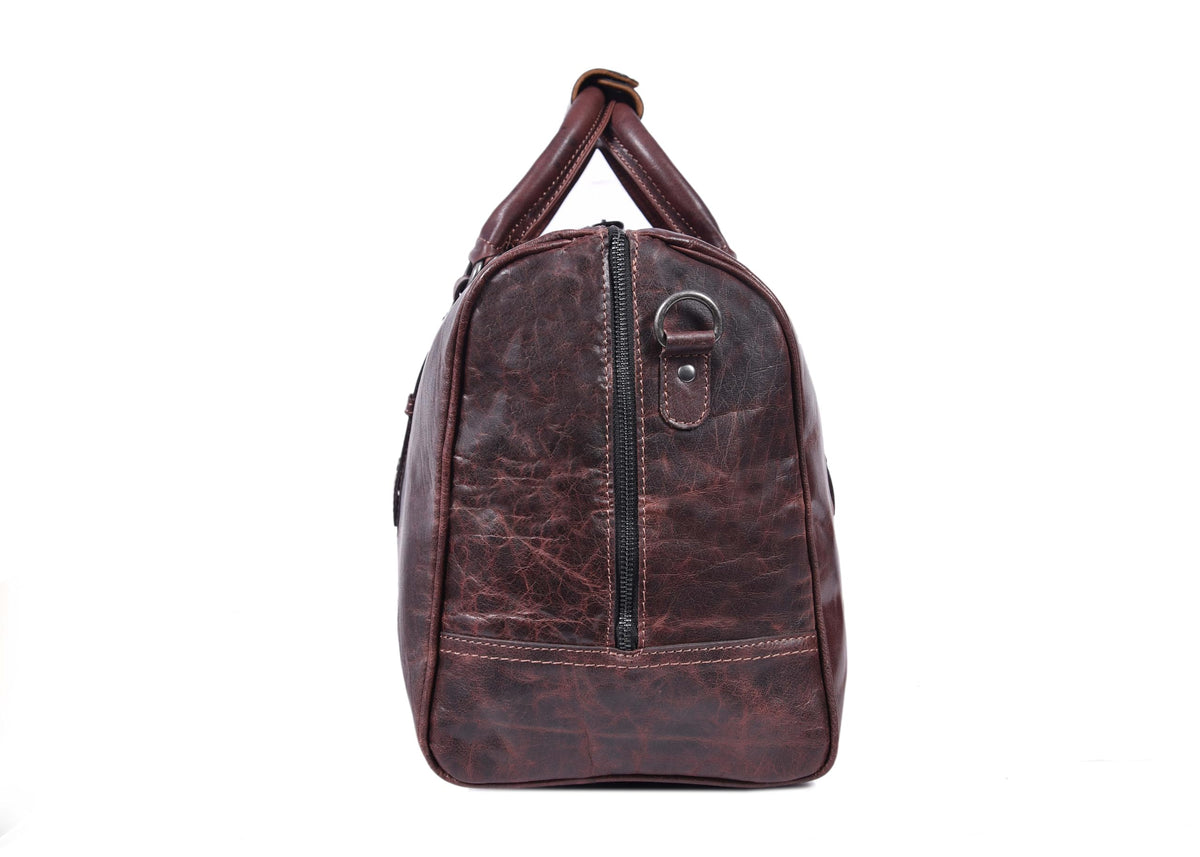 Leather Duffel Bag for Men & Women Travel, Weekend, Overnight, Gym Bag - Florida Brown