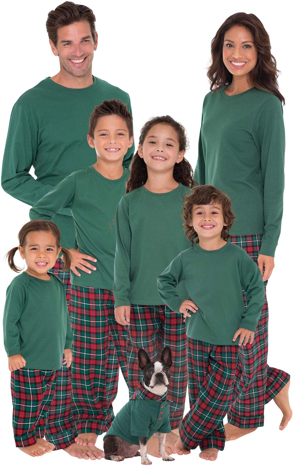 PajamaGram Christmas Pajamas For Family, Red & Green Plaid, Pets LG
