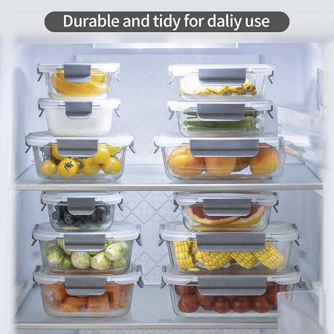 24 Pieces Glass Food Storage Containers