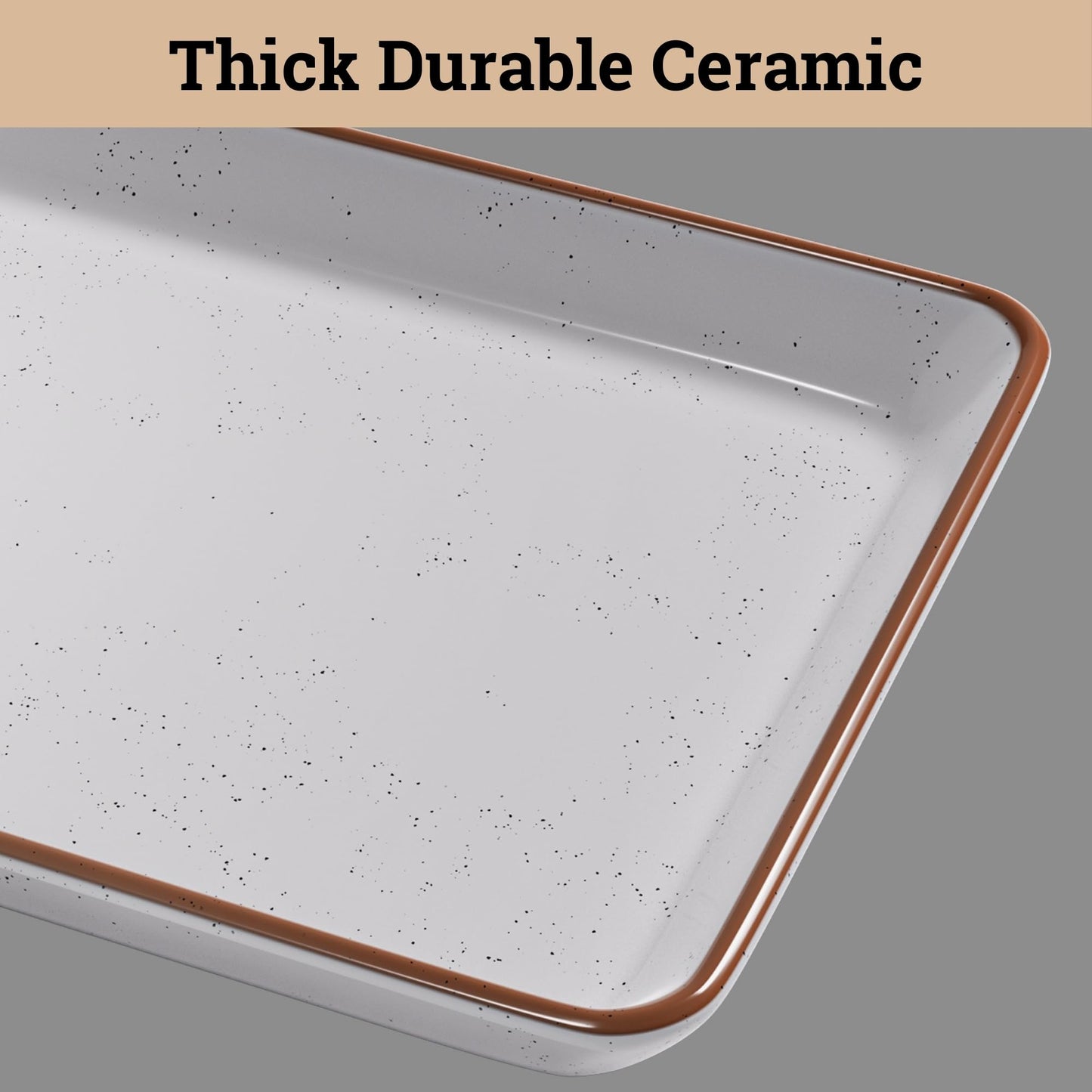 Ceramic Serving Platter Set of 3 - 16 / 14 / 12 Inches Oven Safe Serving Dishes for Entertaining - Platters and Trays - Porcelain Plates - Ceramic Grilling Platter - Rectangular Plates - Turkey Dishes