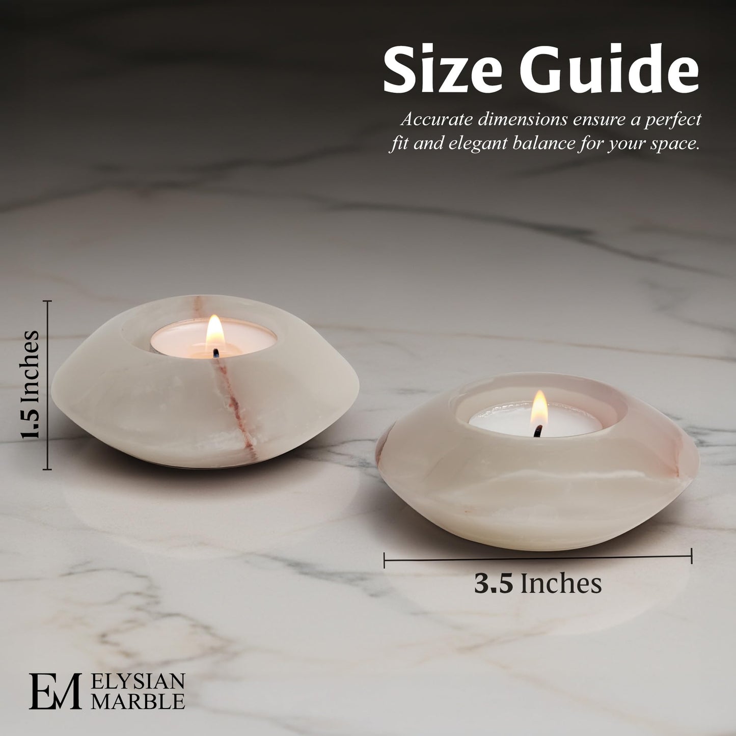 Tealight Candle Holders Set of 2 – Handcrafted Natural Marble Tea Light & Votive Holders, Decorative Stone Candle Holder Pair for Home Décor, Dining Table, Coffee Table & Wedding Decor