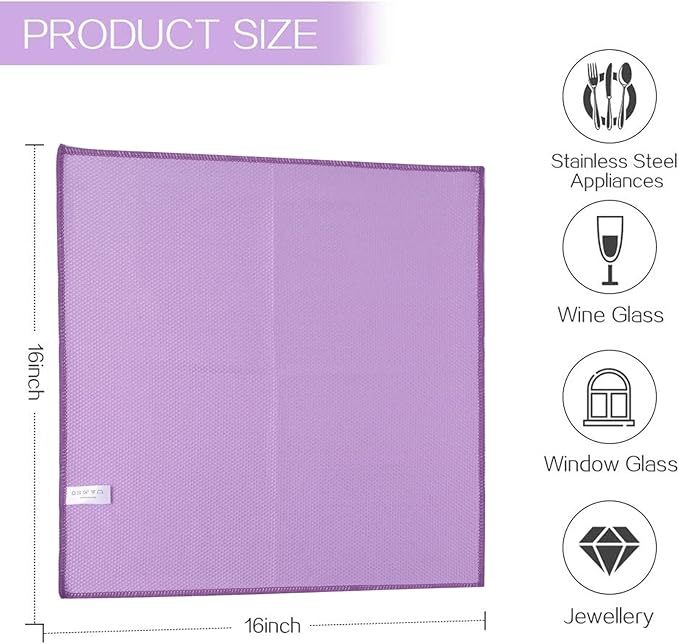 SINLAND Microfiber Glass Cleaning Cloth, Lint Free Cleaning Cloths