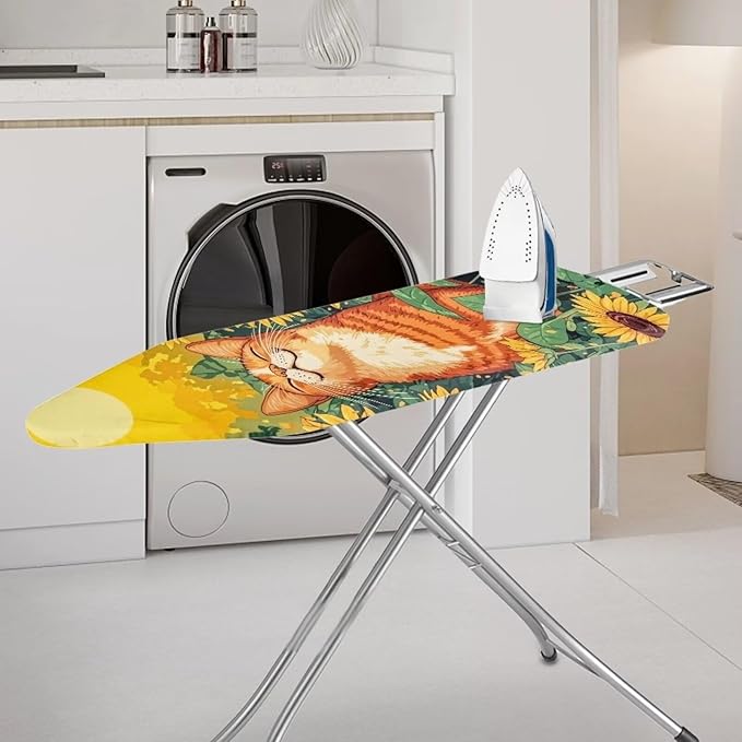 Ironing Board Cover, Cat Sunflower 15x54 Inch Standard Ironing Board Cover