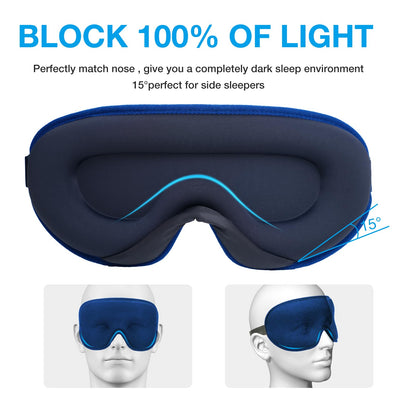 LYSIAN Sleep Eye Mask Men Women-3D Concave Comfortable Cooling Mask Blindfold for Adult Night Sleep Eyes Cover with Foam Ear Plugs for Sleeping, Yoga, Nap, Travel, Black