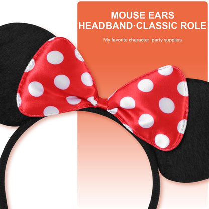 20 Pack Mouse Ears Solid Bow ears Headband for Birthday Party Supplies and Mouse Themed costume Cosplay Decoration