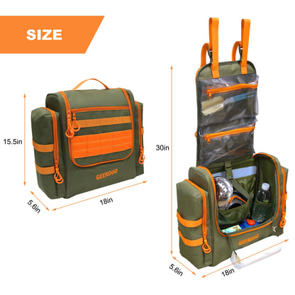 GeerDuo Tactical Camp Kitchen Organizer, Large Camping Utensil Storage Bag with Paper Towel Holder & Multi Pockets, Hanging Outdoor Cookware Organizer for Overlanding