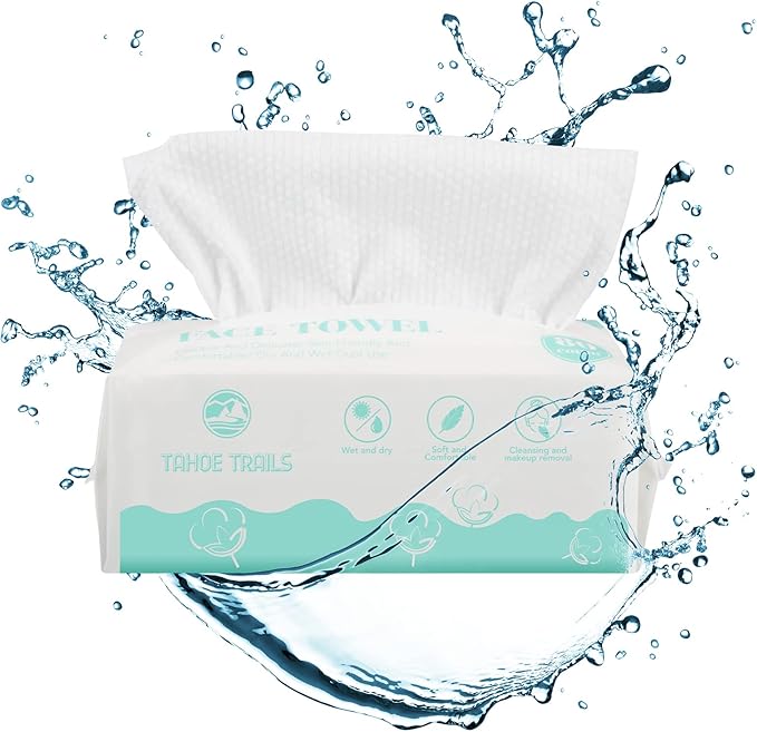 Tahoe Trails Disposable Face Towel, Soft Dry Wipe, Lint Free, Dry Wet Use