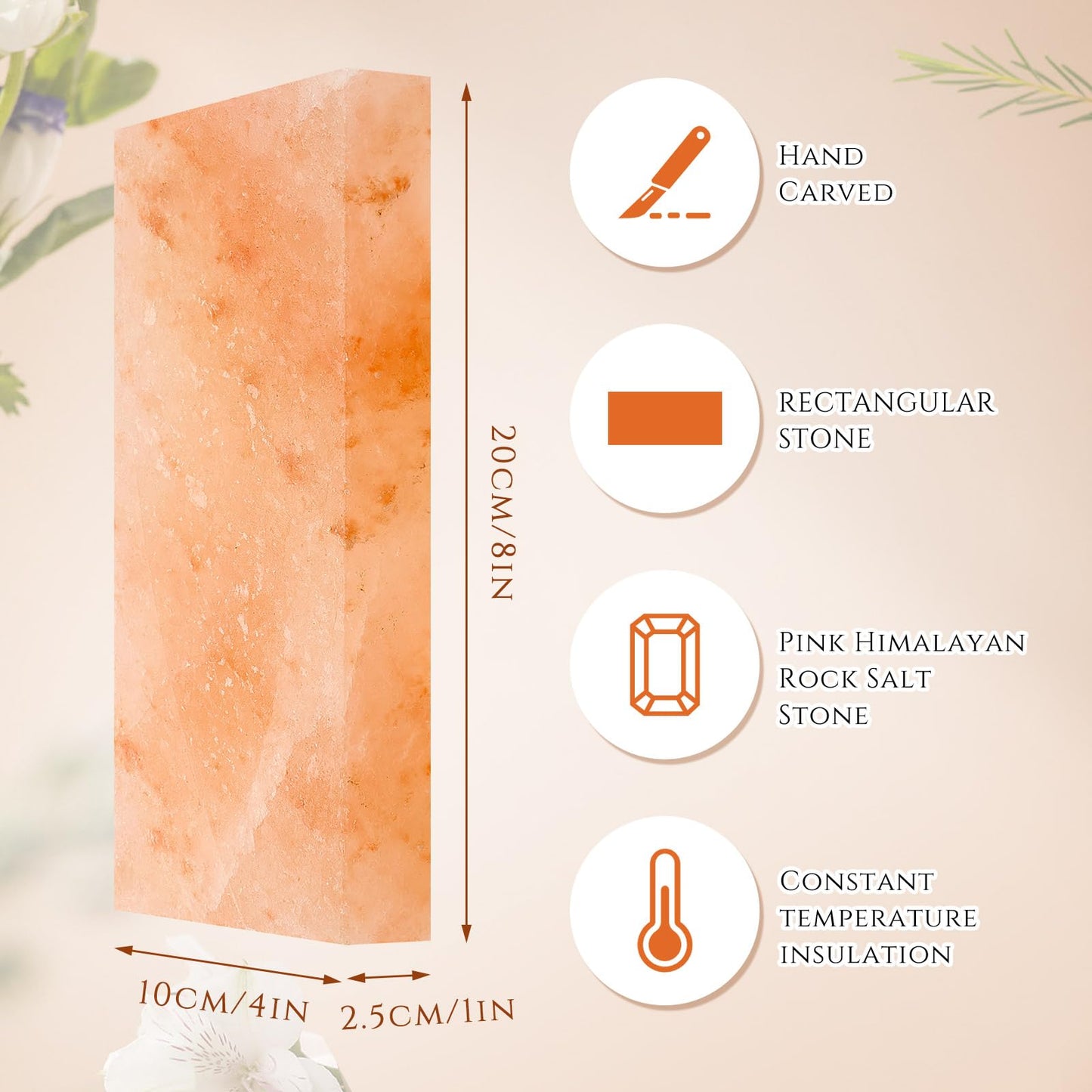 Swiffen 6 Pcs Himalayan Salt Tiles for Sauna Spa, 8 x 4 x 1 Inches, Natural Pink Salt Bricks Bulk Stone Blocks for Building Sauna Room, Spa Walls, Massage, Dry Aging, Wellness Centers, Home DIY Decor