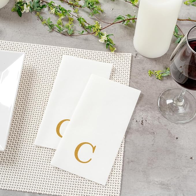 Luxenap 15.8 X 7.9 Inch Linen-Feel Guest Towels, 50 Lettered Hand Towels