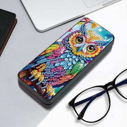 MVVMTOP Diamond Painting Eye Glass Case, DIY Colorful owl Diamond Art Glasses Storage Box Sunglass Case for Adults Handmade for Art Craft Gift Travel Sunglass Eyeglasses