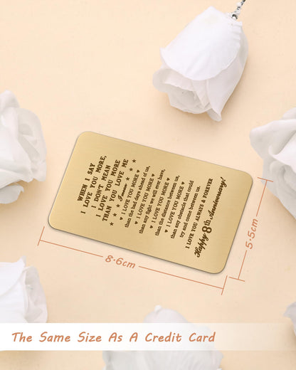 MagEnergy 8 Year Anniversary Card Gifts for Him, Handmade Bronze Love Card for Husband, Romantic 8th Anniversary Card for Wife, 8th Wedding Wallet Card Gift