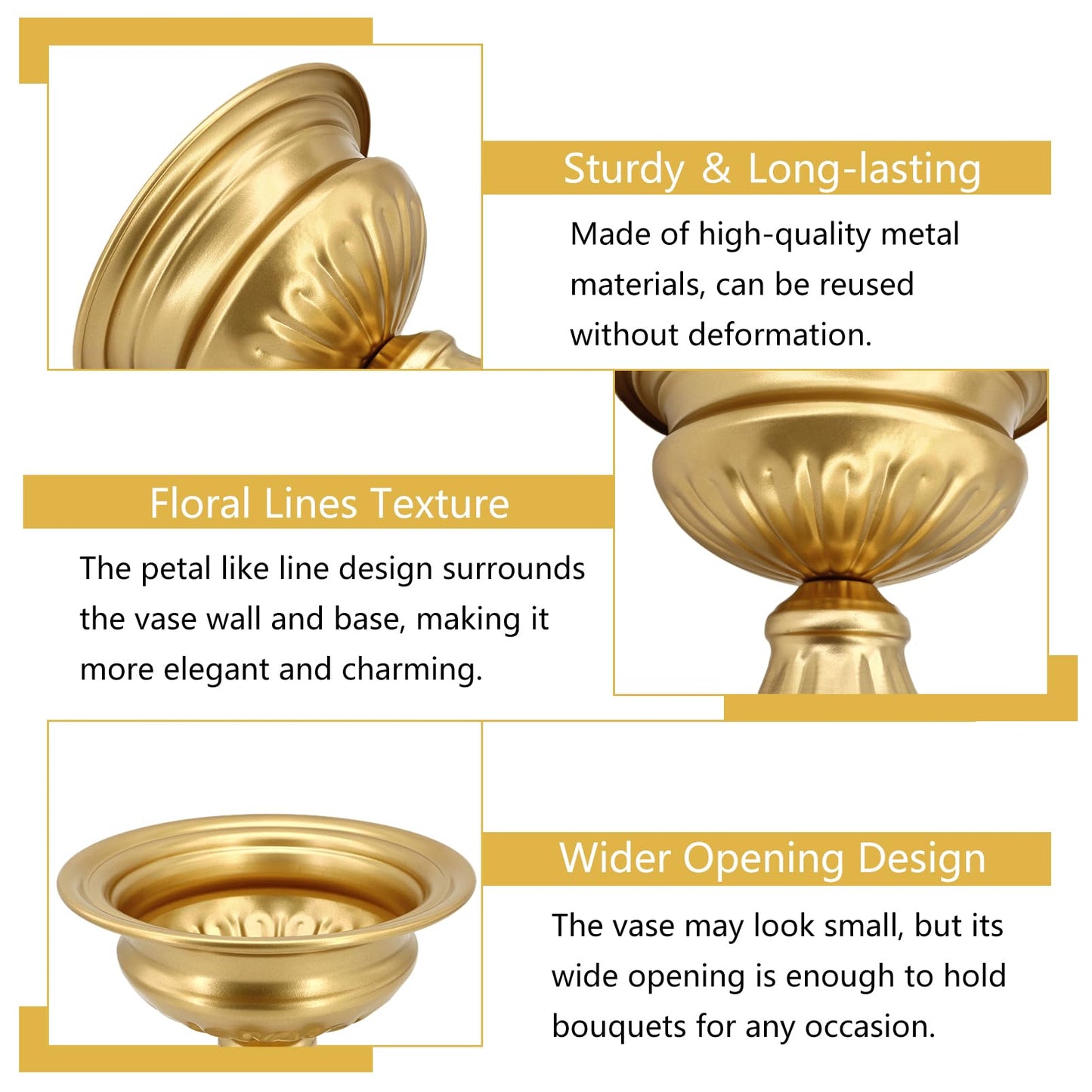 AZXTOPSEZ Gold Compote Vases for Centerpieces: Wedding Flower Vase for Tables 6.5 Inch Small Metal Urn Pedestal Bowl for Party Anniversary Event Home Decor Set of 2