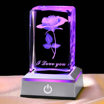 hochance 3D Rose Crystal Night Lamp with Adjustable LED Multicolor Lights for Girlfriend, Wife - Valentine's Day, Anniversary,Birthday Presents, Christmas Gifts for Her