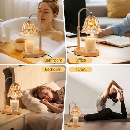 Flower Candle Warmer Lamp with Timer - Dimmable Electric Candle Lamp, Birthday Gifts for Women Mom, House Warming Gifts New Home Decor, Adjustable Wax Wamer Light for Jar Candles