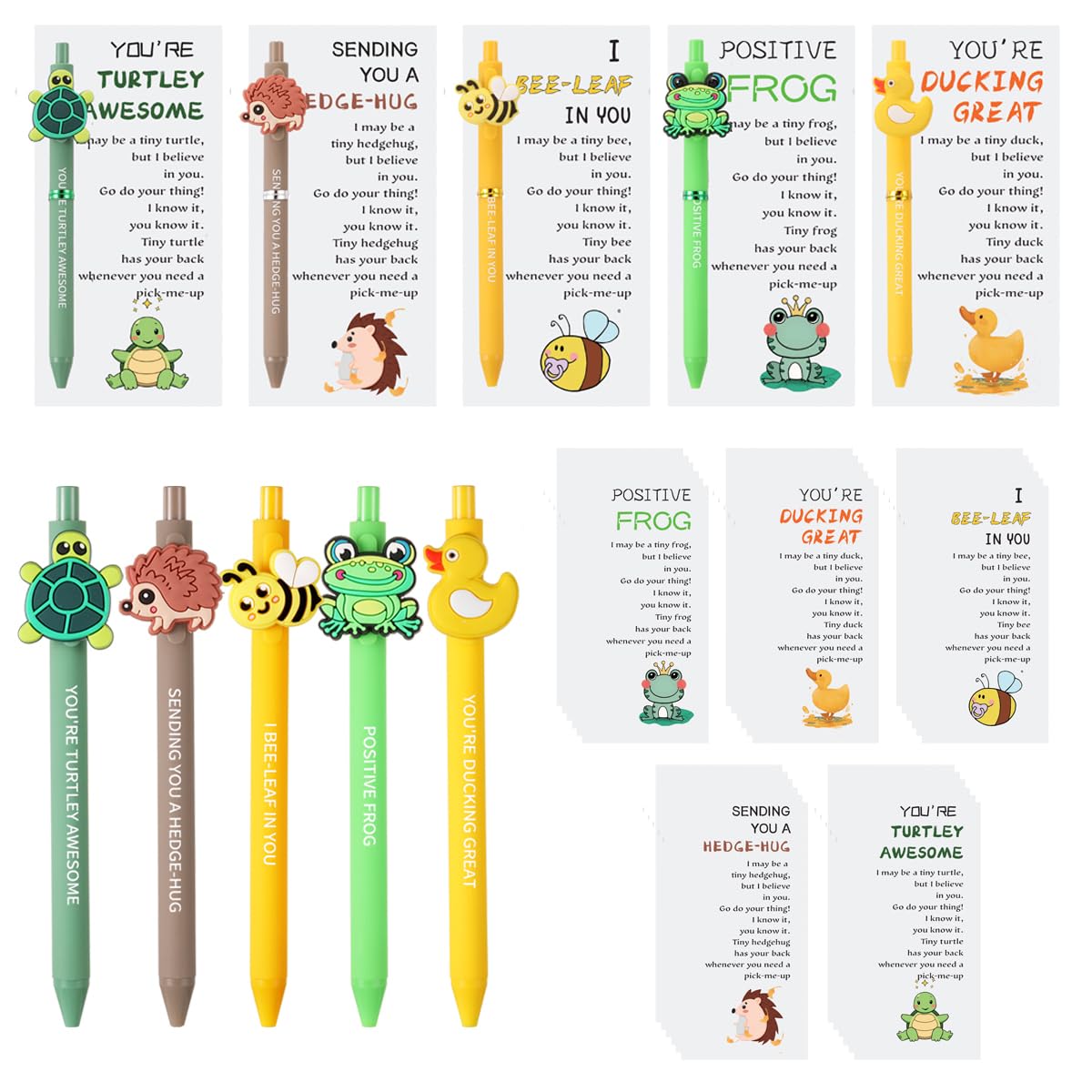 BHHQHH 30 Sets Employee Appreciation Gifts Bulk Funny Animal Thank You Ballpoint Pens with Motivational Cards Inspirational Gifts for Coworkers Teacher Team Staff