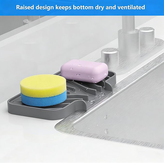 Sponge Holder for Kitchen Sink, Dish Sponge Holder & Soap Tray