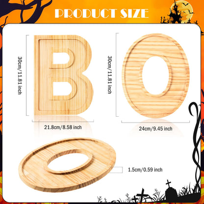 AWIZOM 3 Pcs Halloween Charcuterie Boards BOO Wooden Serving Platters Halloween Pine Wood Trays Wooden Snack Cookie Dish Plates for Home Kitchen Holiday Housewarming Dinnerware Presents