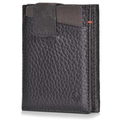 DONBOLSO Wallet 2 I Slim Wallet with Coin Pocket and RFID Protection I 8 Card Slots for up to 12 Cards I I Genuine Leather Credit Card Holder for Men and Women I Black Grained Nappa