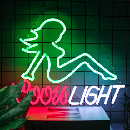 Crs Light Neon Sign Beer LED Signs for Man Cave Bar Decor Green Lady LED Neon Lights Signs Bar Neon Sign Wall Art Neon Light for Bedroom Beer Pub Man Cave Restaurant Party Decor