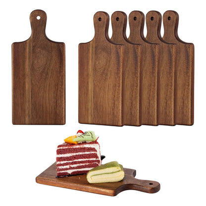 6 Pcs Personalized Acacia Cutting Boards with Handle, Wood Chopping Serving Board Set Bulk, DIY Engraving Gifts for Women Couples Wedding Anniversary Charcuterie Cheese Meat Pizza Bread Vegetables