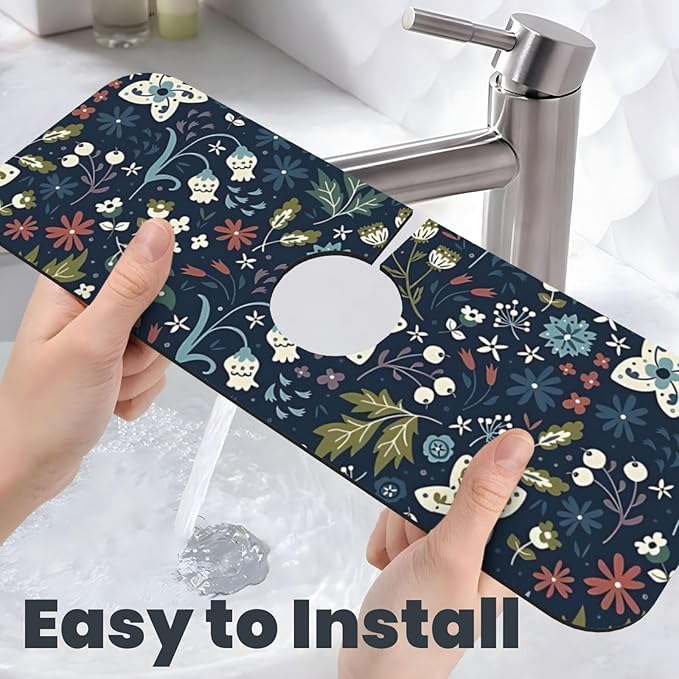 2Pcs Dish Drying Mats Faucet Mats Sets Large Size Coffee Mats Sink Faucet Mat