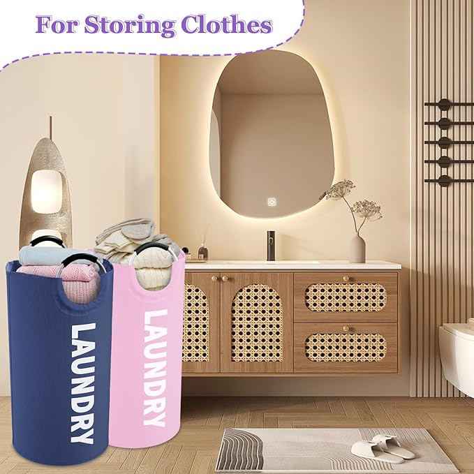 2Pcs Folding Laundry Basket for Adult, 95L Portable Laundry Baskets