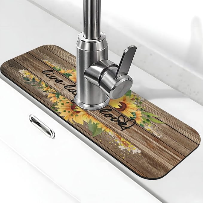 Sunflower On Board Rustic Yellow Summer Fall Live Laugh Love Kitchen Sink
