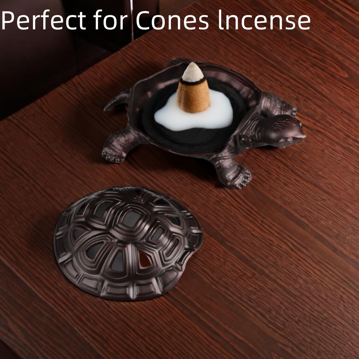 Incense Burner, Incense Holder with Incense Stick Holder, Vintage Censer Metal Turtle Ash Catcher, use for Stick or Coil Incense, Sage Cones and Frankincense