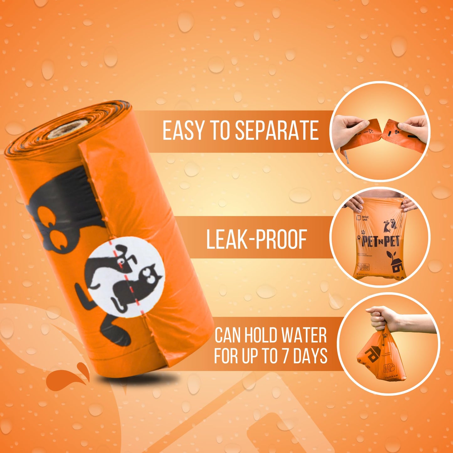 PET N PET 1080 Count Biodegradable Poo Bags Dogs USDA Certified 41 percent Biobased 72 Thick Dog Poop Bags Rolls 9x13 Leak-Proof Orange Unscented
