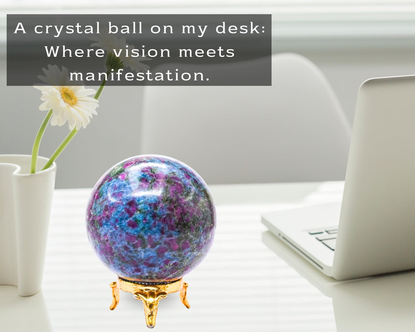 Amazing Gemstone Ruby Kyanite Crystal Ball with Stand - 2.5 Inches Large Crystal Sphere Meditation Balls for Witchcraft and Decorative Balls