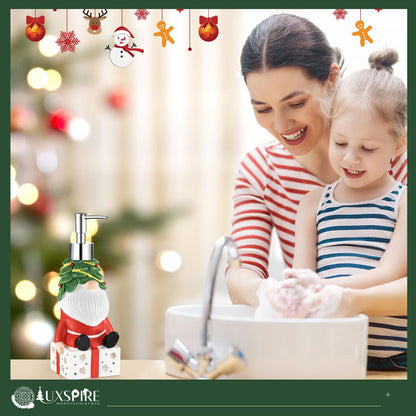 Luxspire Christmas Soap Dispenser, Resin Hand Soap Bottle and Lotion Dispenser Rustproof Refillable, Christmas Santa Decor No Leak for Kitchen Shower Bathroom Countertop, 350ml