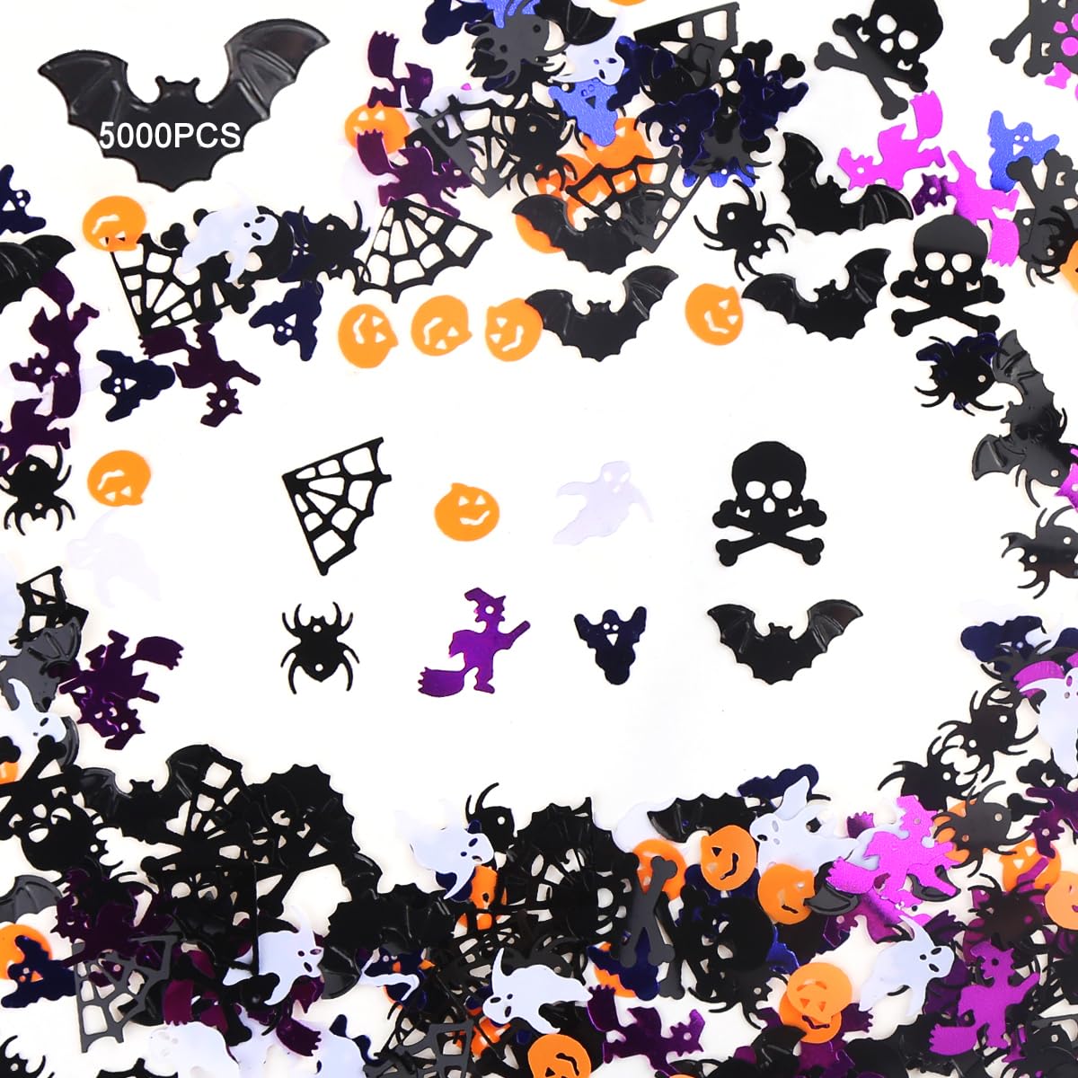 DIYASY 5000 Pcs Halloween Confetti Glitter,Confetti Sprinkles Bats Spider Pumpkin Table Scatter for Halloween Table Decorations
