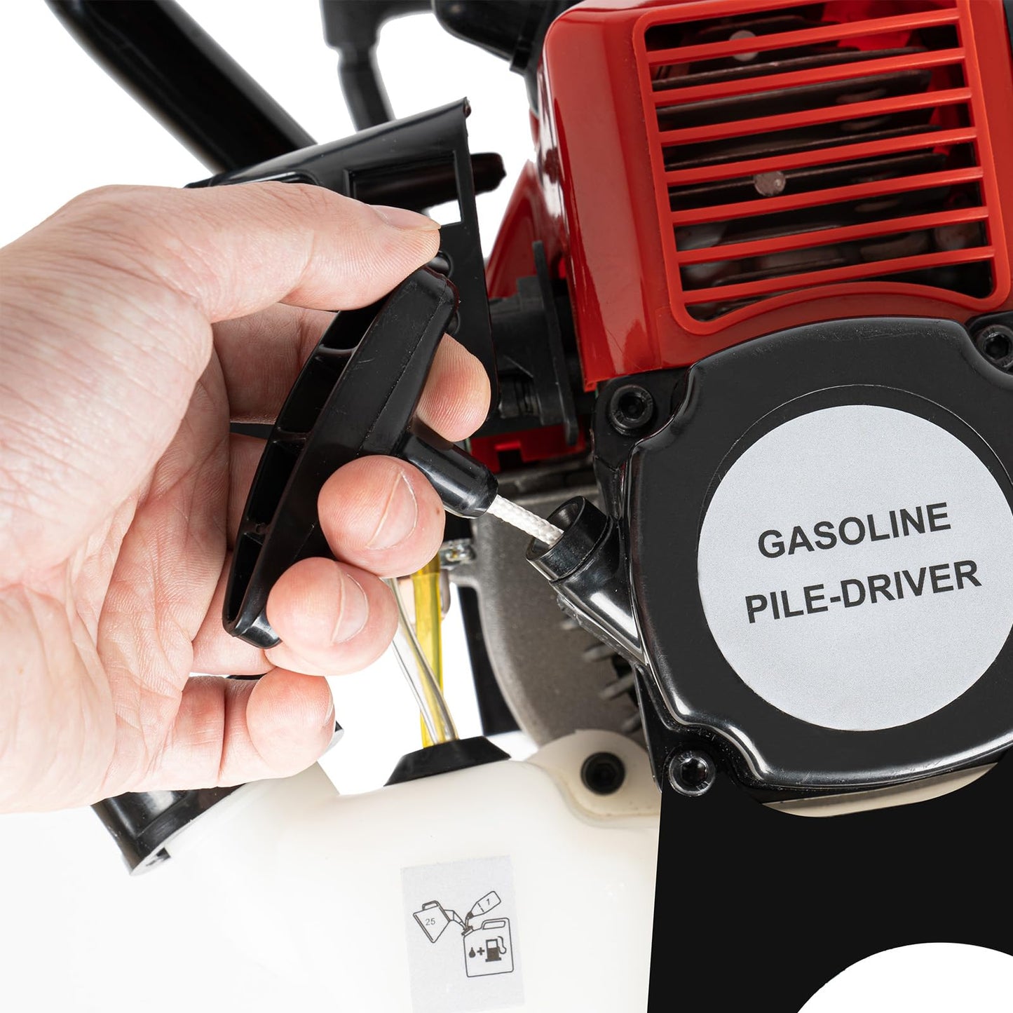Gas Powered T Post Driver 2 Stroke 32.6CC 1.2HP Gas Post Pounder Pile Driver Heavy Duty Single Cylinder Air Cooled Fence Post Driver Hammer with 2 Piling Heads