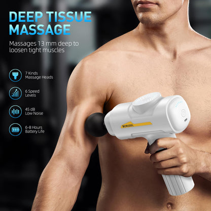 Massage Gun,Massage Gun Deep Tissue for Pain Relief with 7 Massage Heads & 6 Speeds and Carrying Case (Green)
