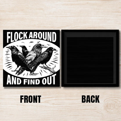 Funny Gothic Black Crow Sign Decor Goth Raven Black Wood Block Sign Crows Lover Gifts